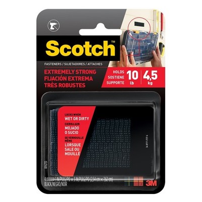 Scotch Extreme Fasteners Black 2.5cm x 7.6cm Strips - 2 pieces Hardware