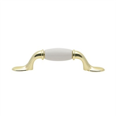 Prestige 76mm White Ceramic / Gold Plated Metal Handle Hardware