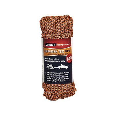 GRUNT 3mm x 20m Orange Textured Reflective Rope Hardware