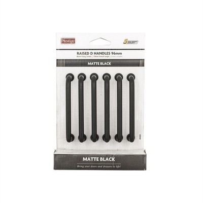 Prestige 109mm Black Raised D Handle - 6 Pack(6)2 colours Hardware