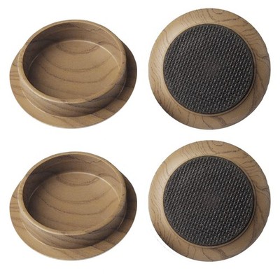 Surface Gard 66mm Dark Wood Effect Non Slip Round Castor Cup - 4 Piece Hardware
