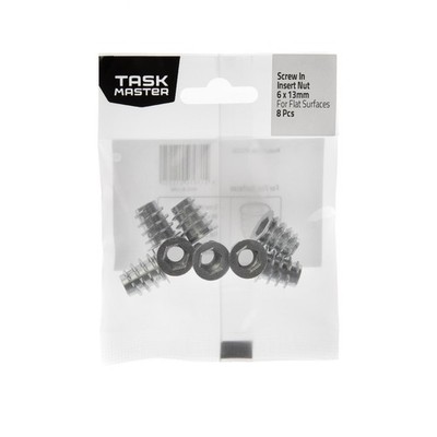Taskmaster M6 x 13mm Screw-In Insert Nut Flat Surfaces 2 pcs Hardware