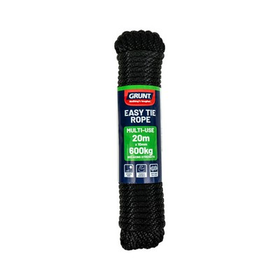 GRUNT 10mm x 20m Black Easy Tie Rope Hardware