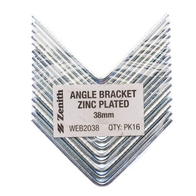 Zenith 38mm Zinc Plated Angle Bracket - 16 pieces Hardware
