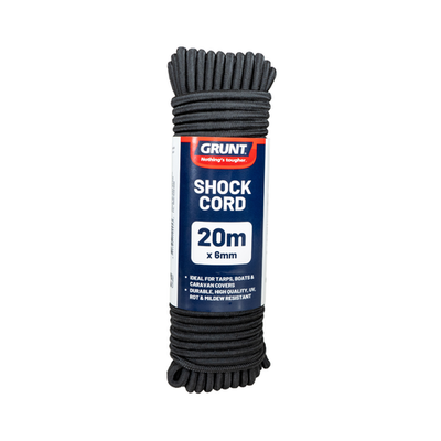 GRUNT 6mm x 20m Black Shock Cord Hardware