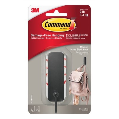 Command Medium Matte Black Single Hook - 1 piece Hardware