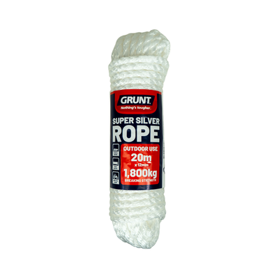 Grunt 12mm x 20m White Super Silver Rope Hardware