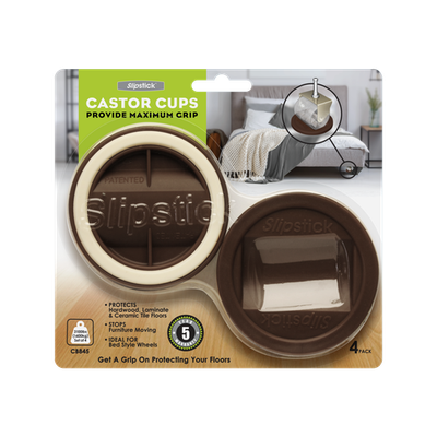 Slipstick Chocolate Castor Cup Gripper - 4 Set Hardware