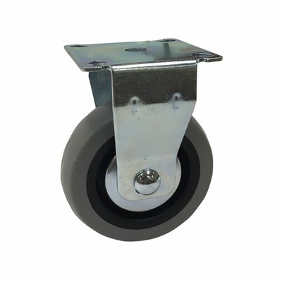 Move It 75mm 55kg Grey Rubber Fixed Plate Castor Hardware