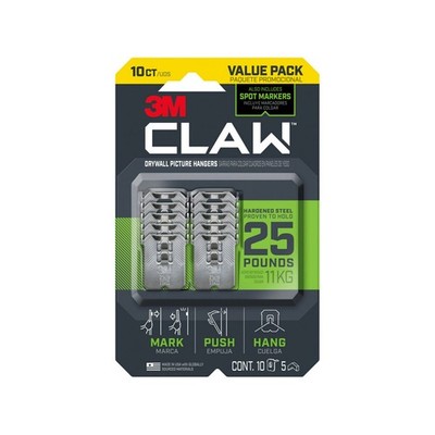 3M CLAW Drywall Picture Hangers - 10 pieces Hardware