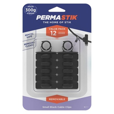 Permastik Small Black Cable Clips - 12 pieces Car Wiring Adapter