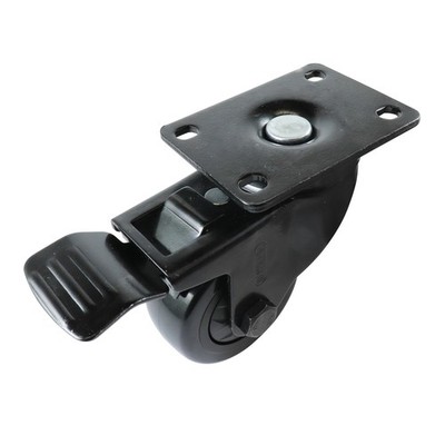Easyroll 75mm Black PVC Swivel Castor With Brake Brake Parts