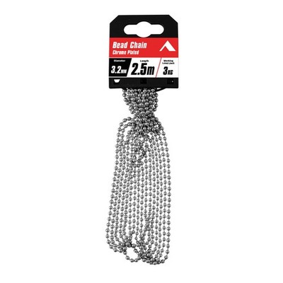 Pinnacle 3.2mm x 2.5m Chrome Plated Bead Chain Hardware
