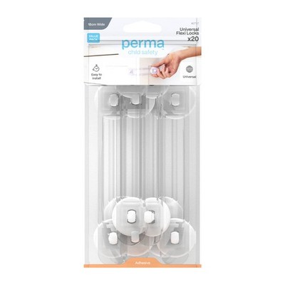 Perma Child Safety 18cm Adhesive Universal Flexi Locks - 20 pieces Door Hardware