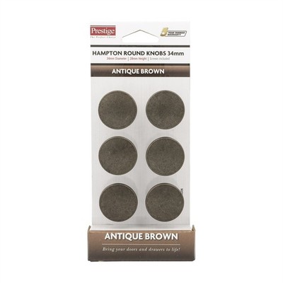 Prestige 34mm Antique Brown Round Hampton Knob - 6 pieces Door Hardware