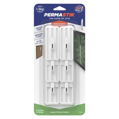 Permastik Large Picture Hooks - 6 pieces Hardware