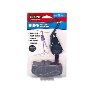 Grunt 6mm x 240cm Rope Ratchet Tie Down Hardware