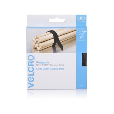 VELCRO Brand 25mm x 5m Black Reusable Wrap Hardware