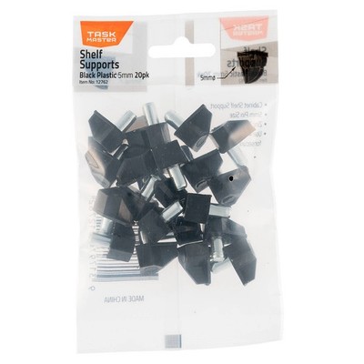 Taskmaster 5mm Pin Black Plastic Shelf Support 4 pcs Hardware