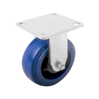 Easyroll 150mm 300kg Blue Elastic Rubber Heavy Duty Fixed Plate Castor Hardware