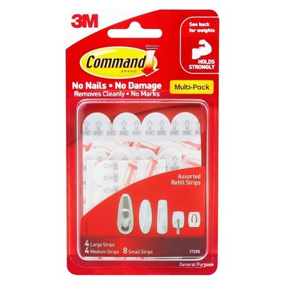 Command™ White Adhesive Assorted Refill Strips - 16 pieces Hardware