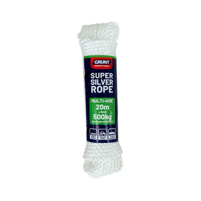 Grunt 6mm x 20m White Super Silver Rope Hardware
