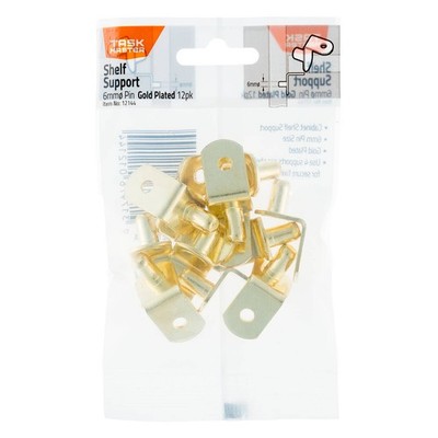 Taskmaster 6mm Pin Gold Plated Shelf Supports 2 pcs Hardware