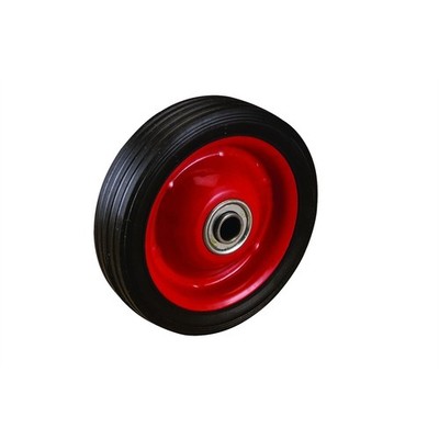Easyroll 125mm Black Rubber Tyre with Red Metal Centre Hardware