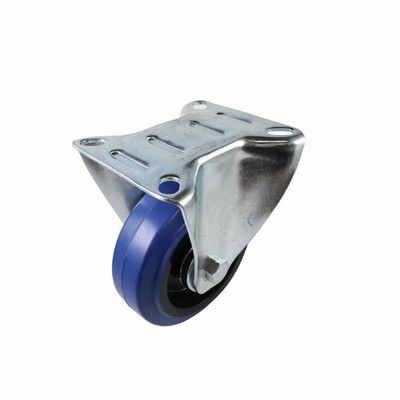 Easyroll 100mm 150kg Blue Rubber Fixed Castor Hardware
