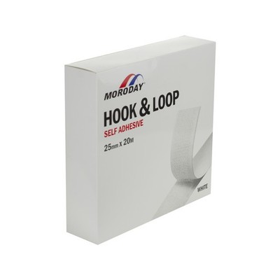 Moroday 25mm x 20m White Hook And Loop Self Adhesive Hardware