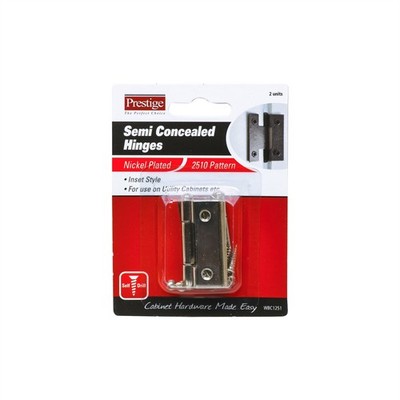 Prestige 45mm Nickel Plated Semi Concealed Cabinet Hinge - 2 pieces Light