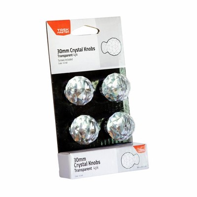 Taskmaster 30mm Crystal Cabinet Knob - Pack of 4 Door