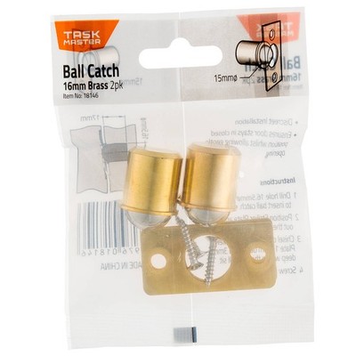 Taskmaster 16mm Brass Single Ball Catch - 2 pieces Hardware