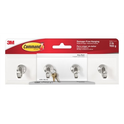 Command White Adhesive Key Rail Rack - 1 piece Hardware