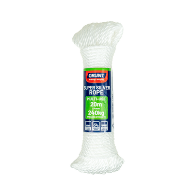 Grunt 4mm x 20m White Super Silver Rope Hardware