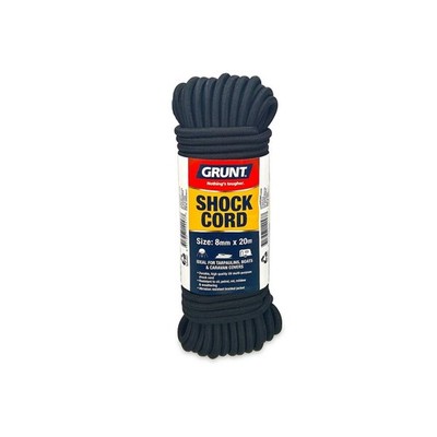 GRUNT 8mm x 20m Black Shock Cord Hardware