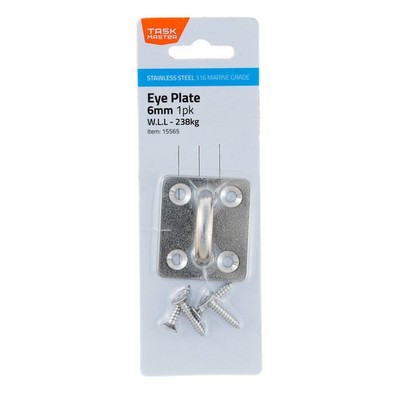 Taskmaster 6mm 316 Stainless Steel Square Eye Plate 2 pcs Hardware