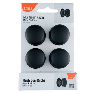 Taskmaster Mushroom Knobs Matte Black - 4 pieces Door Hardware