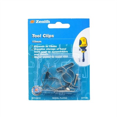 Zenith 19mm Nickel Plated Siddons Tool Clip 2 pcs Workshop Tool