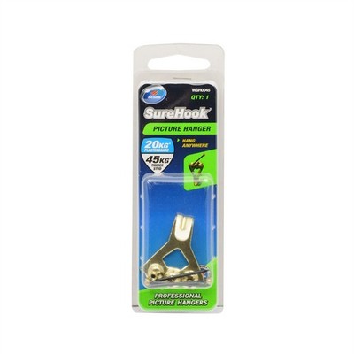 Zenith 20 / 45kg Brass Plated SureHook Picture Hanger 2 pcs Hardware
