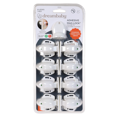 Dreambaby Child Safety Adhesive Mag Lock - 8 pieces Door Hardware