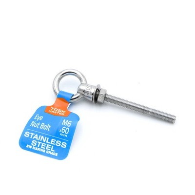 Taskmaster 6 x 60mm 316 Stainless Steel Eye / Bolt Nut 4 pcs