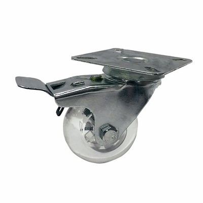 Easyroll 50mm 40kg Load Transparent Swivel Plate And Brake Castor - 50mm 1 Pack(