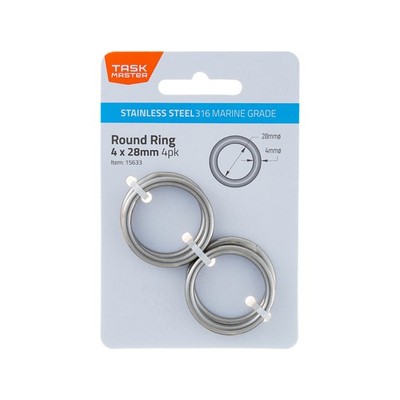 Taskmaster 4 x 28mm 316 Stainless Steel Round Rings 2 pcs