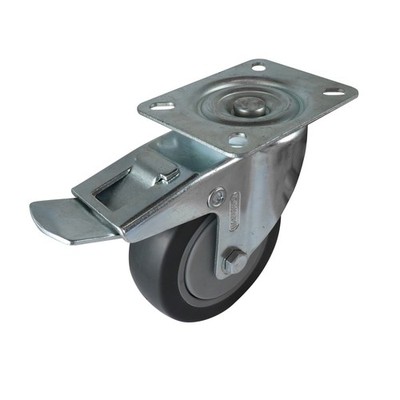 Easyroll 100mm 100kg Grey Rubber Heavy Duty Swivel Brake Castor Brake Parts