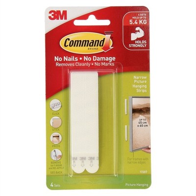 Command™ White Adhesive Narrow Picture Hanging Strips - 4 pieces