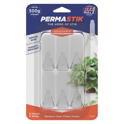 Permastik Medium Clear Urban Hooks - 6 pieces