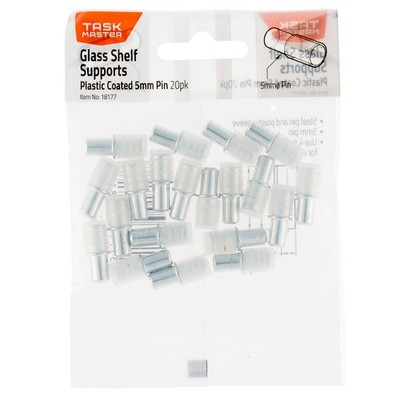 Taskmaster 5mm Plastic Coated Glass Shelf Supports 2 pcs