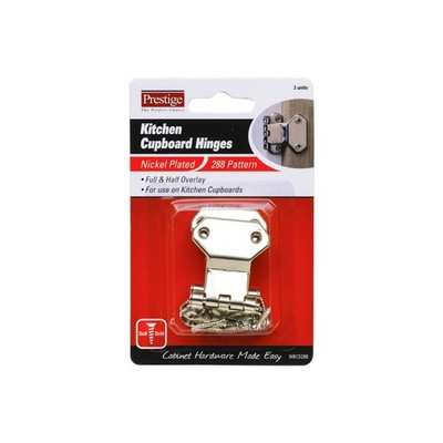 Prestige 40mm Nickel Plated Kitchen Cabinet Hinges - 2 pieces