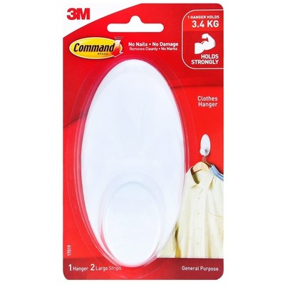 Command White Adhesive Clothes Hanger - 1 piece Hardware
